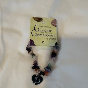 Genuine Gemstones Bracelet with Heart Charm